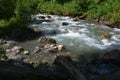 Small river in summer season in a morning, Caucasus mountain range