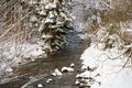 Small river in winter forest in Mountain Royalty Free Stock Photo