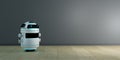 Small robot in clearance room Royalty Free Stock Photo