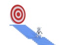 Small robot climbing up stairs to target Royalty Free Stock Photo