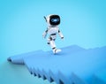 Small robot climbing up stairs to target Royalty Free Stock Photo