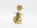 Small robot made with wood and screws Royalty Free Stock Photo