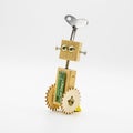 Small robot made with wood and screws Royalty Free Stock Photo