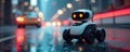 Small robot navigating obstacles, carrying small package, efficient, compact