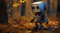 Lonely Entertainment Robot In Autumn Woods Royalty Free Stock Photo