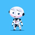 Small Robot Shy With Flashed Cheeks Isolated On Blue Background Icon