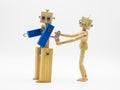 Small robot made with wood and screws Royalty Free Stock Photo