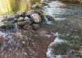 Small rock dam in Oak Creek near Sedona Royalty Free Stock Photo