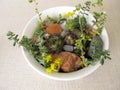 Small rock garden in a planting bowl Royalty Free Stock Photo