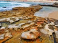 Small Rock Pools in Cratered Sandstone, Bondi Beach, Australia