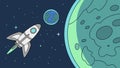 Small Rocket Flying Over a Green Planet, vector design Generative AI Royalty Free Stock Photo