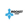 Small rocket logo blue color, abstract launch starship toys, startup new business symbol