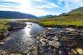 A small, rocky mountain stream in Sarek National Park, Sweden.