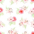 Small romantic bouquets seamless pattern