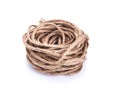 Small rope coiled on white background