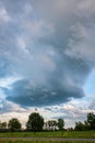 Small rotating thunderstorm over the countryside Royalty Free Stock Photo