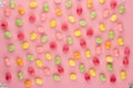 Small round candy-colored pastels on pastel background