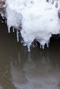 Small round icicles over water Royalty Free Stock Photo