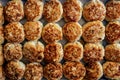 Small round meat balls close-up. Background.