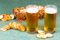 Small round mini bake rolls with beer Royalty Free Stock Photo
