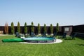 Small round swimming pool in a backyard Royalty Free Stock Photo