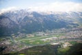 A small runway in the Italian Alps on the river Bank.