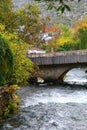 Autumn Leaves and Rustic Bridge Royalty Free Stock Photo