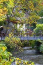 Autumn Leaves and Rustic Bridge Royalty Free Stock Photo