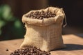 Small sack coffee bean. Generate Ai