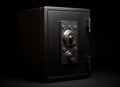Small safe equipped with biometric fingerprint recognition. Generative AI
