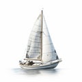 Small sail boat isolated on white,AI Generated