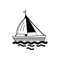 Small sailboat, black and white. Royalty Free Stock Photo