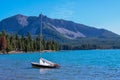 Small sailboat on East Lake, Newberry Caldera, Bend, Oregon Royalty Free Stock Photo