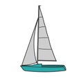 Small sailboat vector illustration. Small boat with sail Royalty Free Stock Photo