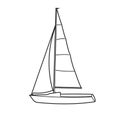 Small sailboat vector illustration. Small boat with sail Royalty Free Stock Photo