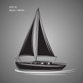 Small sailboat vector illustration. Small boat with sail Royalty Free Stock Photo