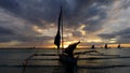 Small sailing boats at the sunset. Boracay, Philippines Royalty Free Stock Photo