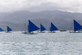 Small sailing boats at the sunset. Boracay, Philippines Royalty Free Stock Photo