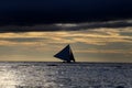 Small sailing boats at the sunset. Boracay, Philippines Royalty Free Stock Photo