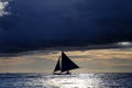 Small sailing boats at the sunset. Boracay, Philippines Royalty Free Stock Photo