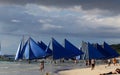 Small sailing boats at the sunset. Boracay, Philippines Royalty Free Stock Photo