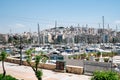 Small sailing boats and yachts docked at port of Piraeus, Greece Royalty Free Stock Photo