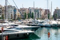Small sailing boats and yachts docked at port of Piraeus, Greece Royalty Free Stock Photo