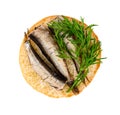 Small sandwich with sprats and dill Royalty Free Stock Photo