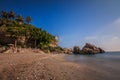 Beach view in Nerja with Balcon Europa in the background