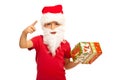 Small Santa Claus boy indicate