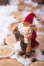 Small Santa standing on stumps track