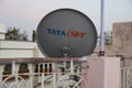 Small satellite dishes for direct to home television from digital service providers like Tata sky, dish TV. Direct to home or D2H/