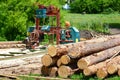 Small sawmill in open air, Russia Royalty Free Stock Photo