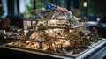 Model Home of a Large House Design On the Table In A Real Estate Office. Generative AI